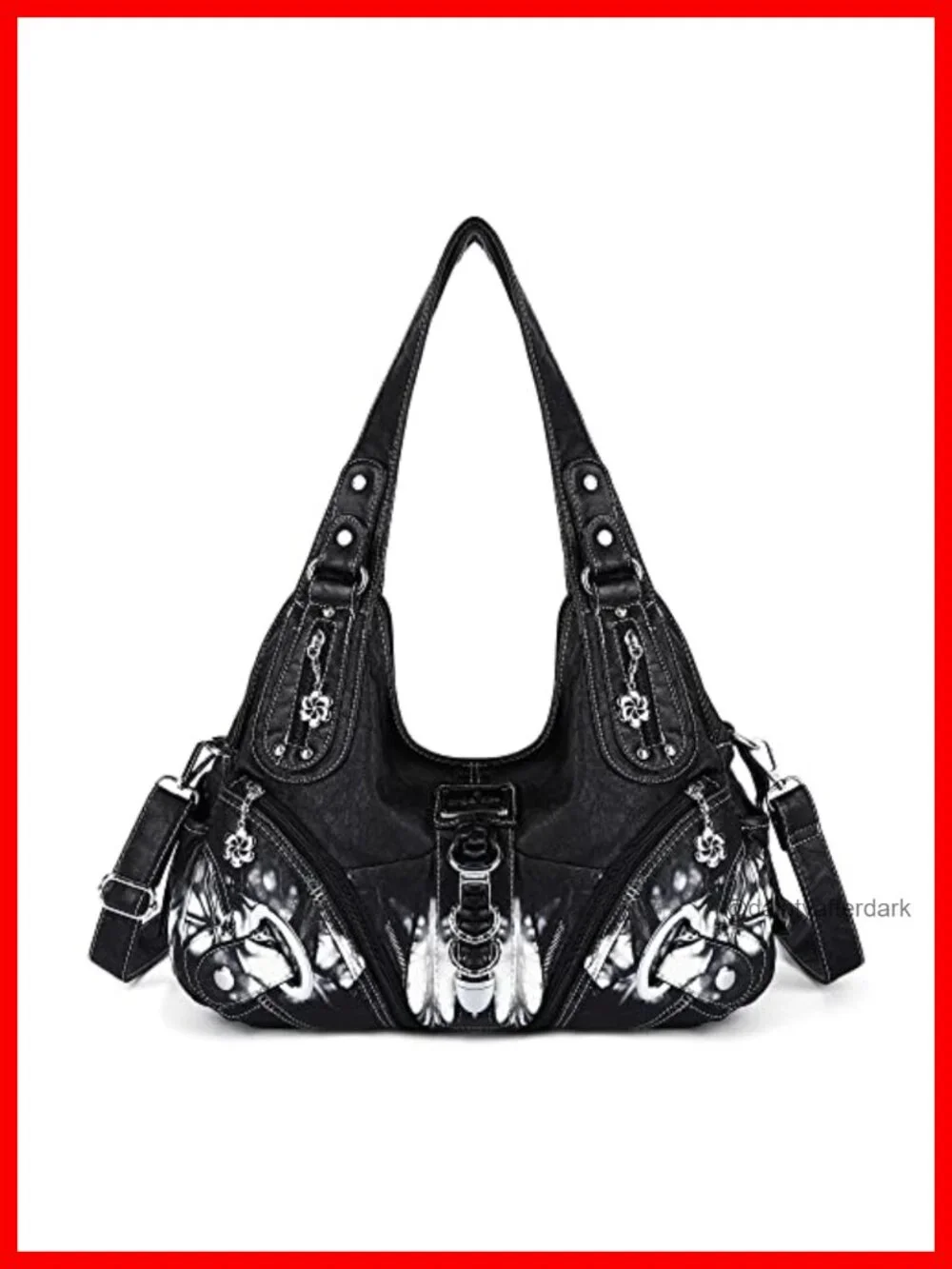 Washed PU Leather Hobo Bag Satchel Handbag Women Large Shoulder Bag Convertible